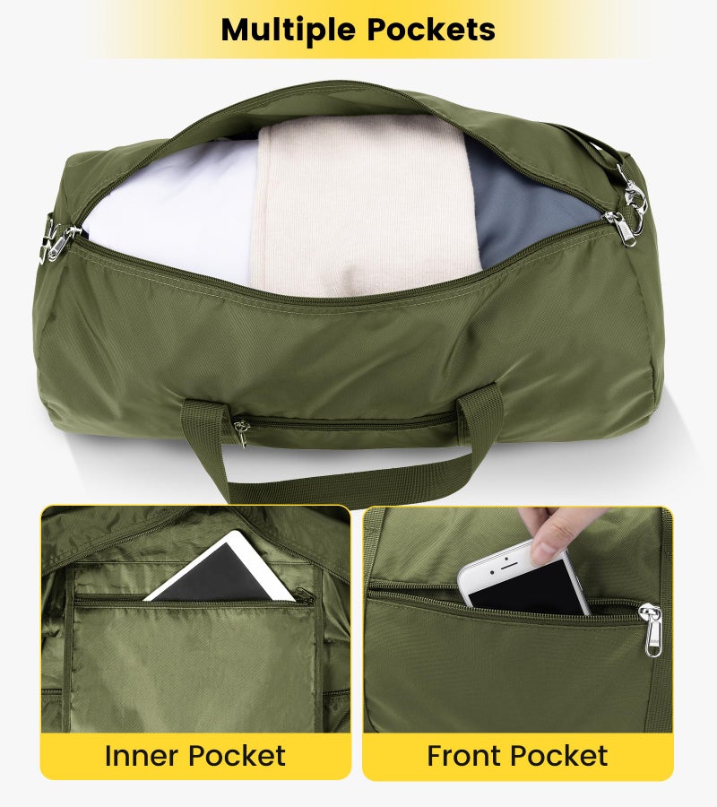 Vorspack Duffel Bag 24 Inches Foldable Lightweight Gym Bag with Inner Pocket for Travel Sports - Green - Image 4